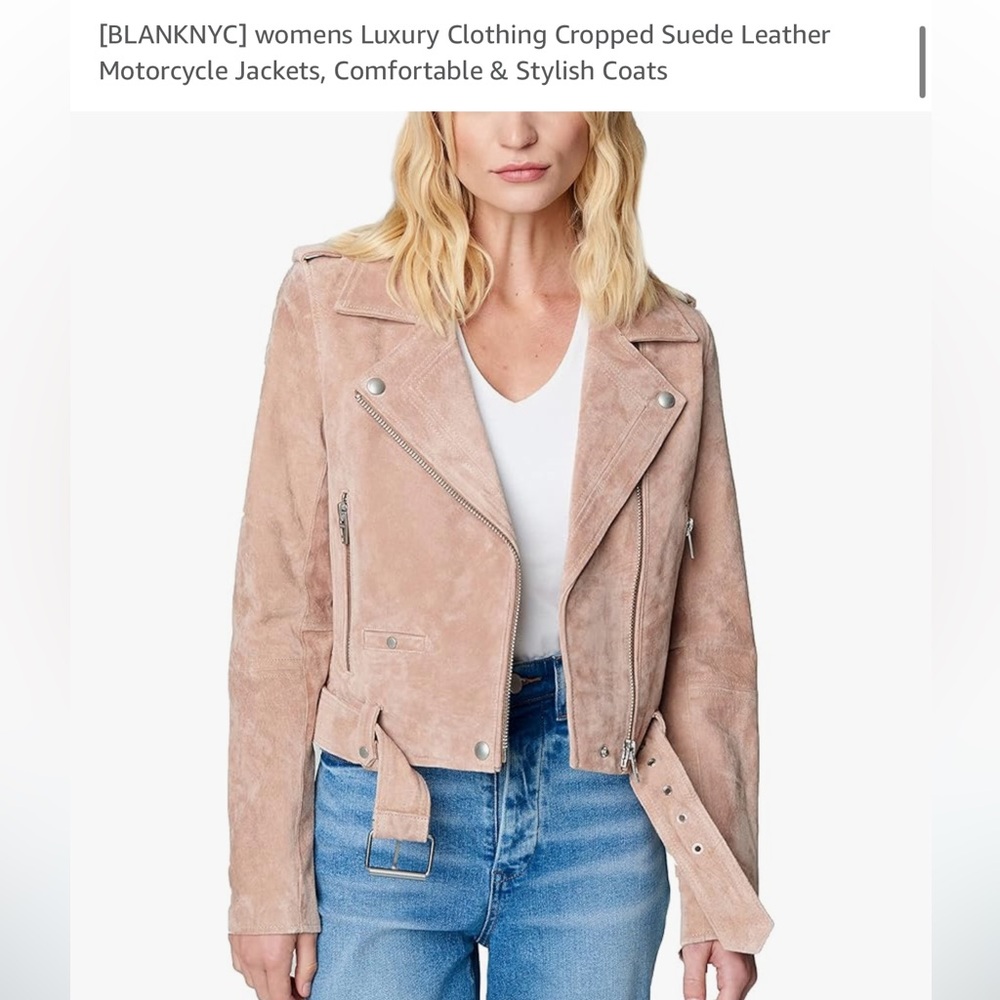 BLANKNYC Women’s Cropped Suede Leather Motorcycle Jacket